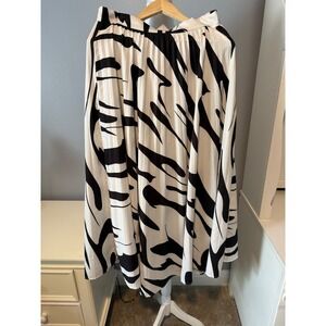 SHEIN Womens Black White Abstract Zebra Print High Waist Maxi Skirt Size 8